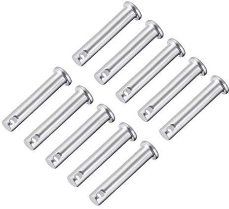 sourcing map 10 Stück Einloch Gabelbolzen 8mm x 40mm Flach Kopf verzinkter Stahl