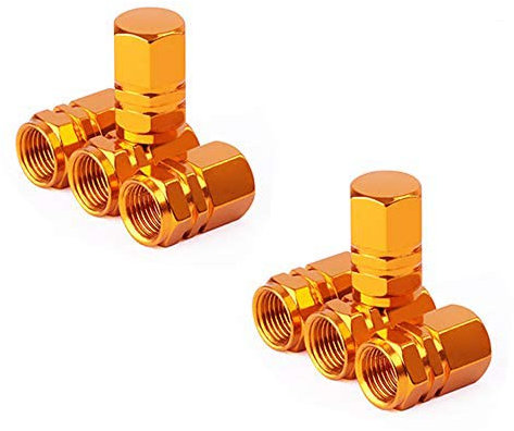 Grandview Autoreifen Ventilkappe (8-Pack) Golden, Universalschaftabdeckungen für PKW, SUVs, Fahrrad und Fahrrad, LKW, Motorräder | Robustes, luftdichtes Siegel | Anschraubbarer, Easy-Grip-Einsatz
