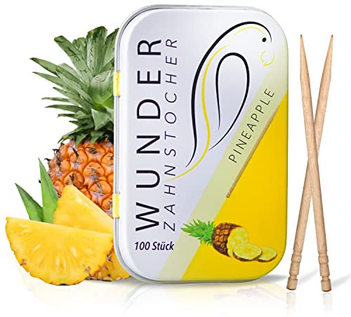 Wunder Palillos de Dientes - En 8 Variedades Refrescantes - Palillos de Dientes con Gusto - Palillos de Dientes Pina - contra el mal aliento - aliento frescor - Limpieza dental