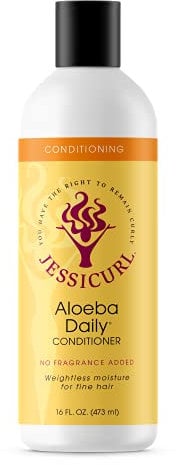 Jessicurl Aloeba Daily Conditioner für lockiges Haar, ohne Zusatz von Duftstoffen, 16 Fl oz. Leave-in-Conditioner und Haarentwirrer für feines Haar