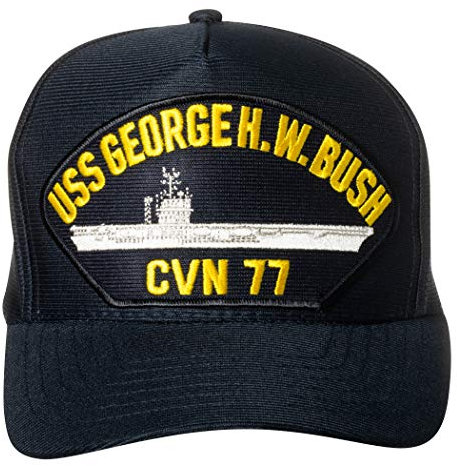 Artisan Owl United States Navy USS George H.W. Bush CVN-77 Supercarrier Emblem Patch Hat Navy Blue Baseball Cap
