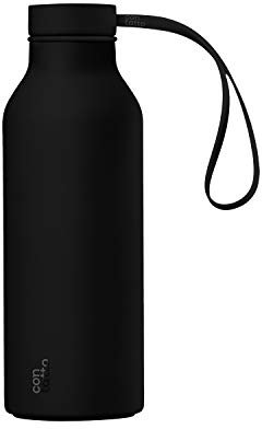 con-tatto Bottle Bottiglia termica con 3 Pareti in Acciaio e Rame - Bevande fredde per 25 ore e calde per 15 ore - Fascia e Tappo Sport Lid inclusi! (Black Hole)