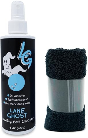 Lane Ghost Bowling Ball Cleaner Spray Kit - USBC Approved - Oil, Scuff, and Belt Mark Cleaner - Restores Tack and Prolongs Lifespan of Ball
