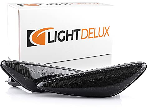 LIGHTDELUX 2 X LED Blinker Seitenblinker Blinkleuchte Kotflügel-Blinker ohne Felermeldung mit E4-Prüfzeichen Black Vision V-170521