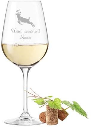 Leonardo Weinglas mit Gravur - Weidmannsheil - personalisiert mit Name | Spruch Jagd Jäger Gruß | Geschenk Geburtstag | Weihnachten | Glas 450ml