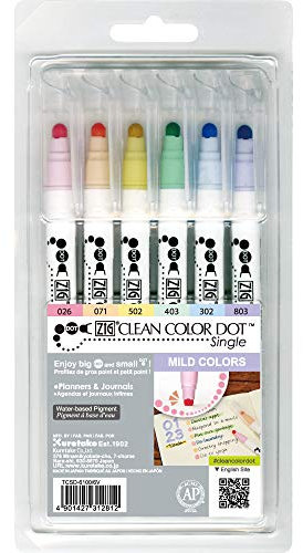 Kuretake Zig Dot marker Single tip Mild colors, TCSD-6100/6V