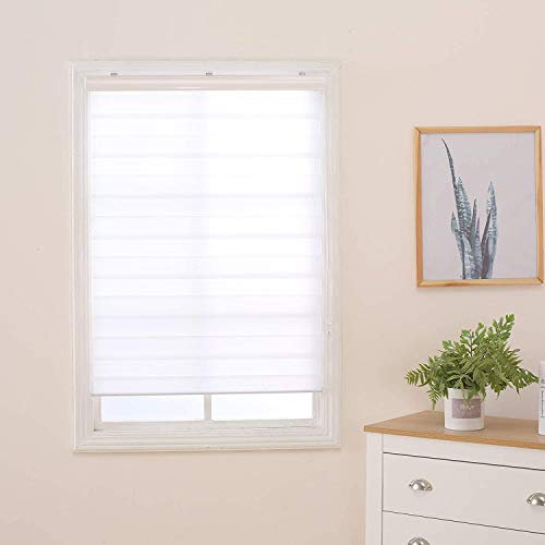Doppelrollo Klemmfix Ohne Bohren 90cm x 220cm Duo Rollo, Zebrarollo Seitenzugrollo Easyfix für Fenster & Türen - Weiß