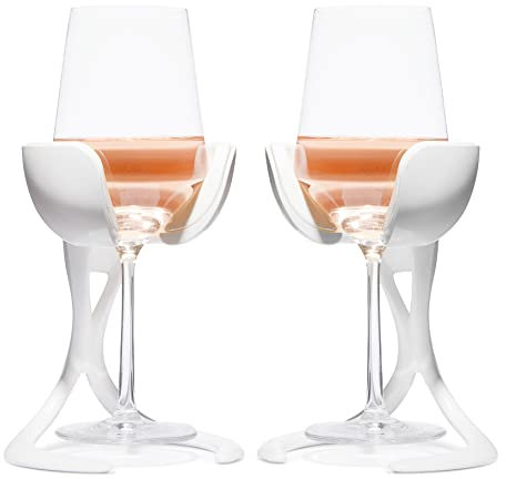 VoChill Weinglas-Kühler mit Stiel, hergestellt in den USA, radikal kühles Weinwerkzeug, hält Wein perfekt gekühlt in Ihrem Glas, wiedergefrierbare Kühlwiege kühlt aktiv (Quarz, perfektes Paar)