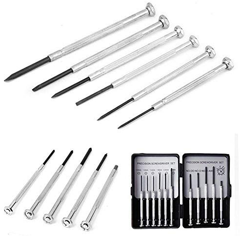 Generic 11pc Precision Screwdriver Set - 3 Flat/Phillips & 6 Slotted Screwdrivers - Pick Up Tool - Ideal for Watches, Phones, Jewellery & DIY