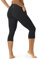 LAPASA Damen Capri 3/4 Sport Leggings hoher Bund Push Up High Waist Taschen L02B1 (Schwarz, M)