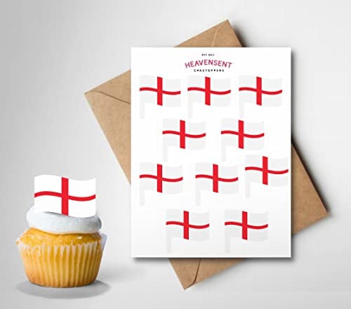 20x Pre-cut Football England Flags Edible Thick Wafer Card Standing Cupcake Toppers Birthday Party Cake Decorations Easy