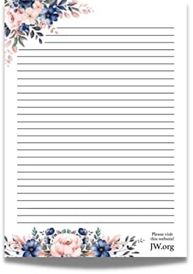 JW Bloc de papier ligné A4 Motif fleurs d'hiver