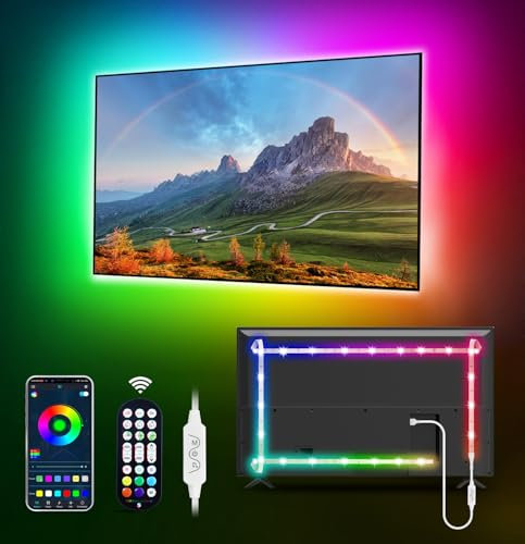 MATICOD LED Lights for TV, 9.84ft TV Lights for 32-43in Tvs, Music Sync Color Changing RGB TV Backlight with Remote APP Control USB Led Strip Lights for Christmas Gaming Room Decoration