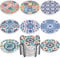 Newk Lot de 8 Dessous de Verre absorbants en céramique avec Support en métal, Motif Portugais pour Table Basse, Excellent Cadeau de Pendaison de crémaillère