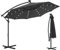 TRMLBE Sonnenschirm 300 cm mit Kurbel Ampelschirm mit LED Beleuchtung Solar mit Ständer Wasserdicht UV-Schutz Marktschirm Gartenschirm Balkonschirm für Terrasse Garten Strand - Dunkelgrau