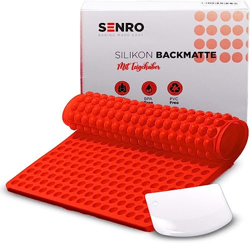 SENRO Backmatte - 40x28x1 cm Antihaft Rund Silikon Backmatte hundekekse für Hundeleckerli,