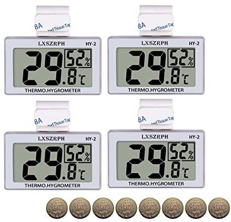 Digital Reptile Hygrometer Thermometer LCD Display, Temperature Humidity Meter Gauge for Reptile Tanks, Terrariums, Vivarium (4 packs)