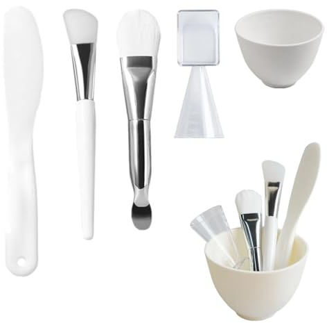 Gesichtsmaske Rührschüssel Set, 5 Stück DIY Gesichtsmasken Mischwerkzeug | Silikon Pinsel, Spachtel und Messbecher für Frauen Gesichtspflege, Augenmasken und Tonmaske, Geschenke für Mütter, Frauen