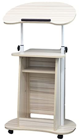 Rednerpult, Podiumsständer, mobil, rollbar, Laptop-Stehpult, vielseitig einsetzbar, höhenverstellbar, Notebook-Ständer, Rednerpult mit Ablagefach für Arbeitszimmer, Schlafzimmer, W
