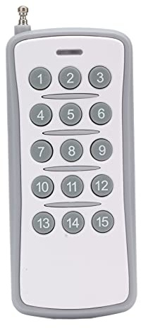 Universal-Fernbedienung 433 MHz, 15 Tasten für Türbeleuchtung, 50 M Entfernung, Hohe Sicherheit, Festcode, 2264, 2260, Lerncode: 1527-Chip, Batteriebetrieben, Geeignet