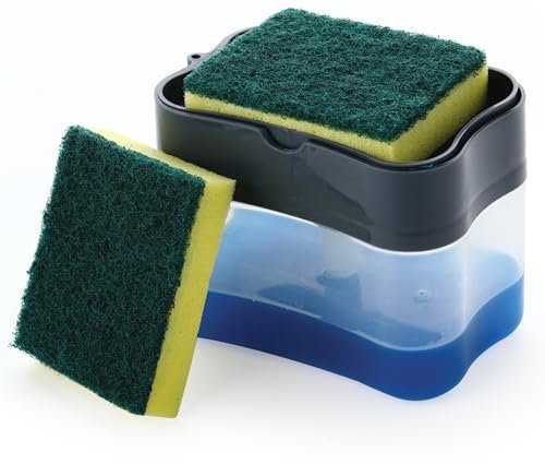 AARNAV Plastic Sink Dishwasher Liquid Soap Dispenser Pump with Sponge Holder Caddy for Home and Kitchen Multicolour Plastic
