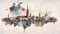 adrium Poster-Bild 120 x 70 cm: Skyline der Stadt Danzig, Polen. Hintergrund der Aquarellmalerei. (200595628)
