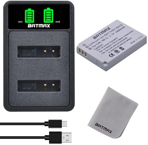 Batmax NB-5L NB 5L Akku und USB Ladegerät für Canon PowerShot S100 S110 SX200 SX210 ist SD990 ist SX230 SD850 ist SD870 ist SD880 ist SD890 ist SD900 ist SD950 ist SD970 ist