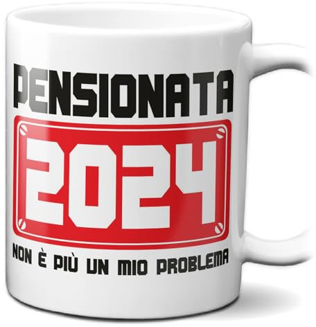STAMPATEK Tazza Regalo pensione donna 2024, tazza pensionata, Idea Regalo Tazza Pensione, collega Regali pensione gadget Tazza Collega Pensionante, pensionamento donna Colazione Portapenne Scrivania
