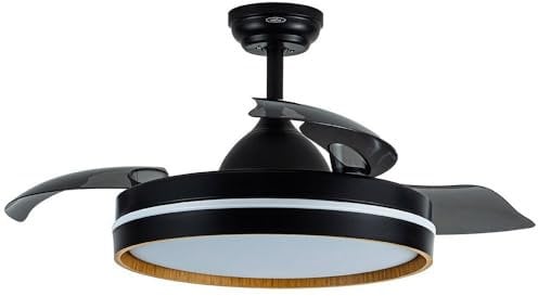 FABRILAMP Ventilador Dc Nalon 72w Negro/madera Oscura 3aspas109d 7200lm 3000k,4500k,6000k Remoto+memoria+temporizador