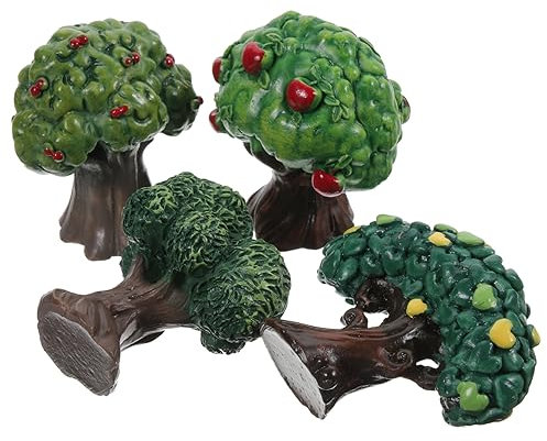 TOPPERFUN 4stücke Miniatur Bäume Kunstharz Obstbaum Modell Für Mikrolandschaften Dekoration Leicht Und Langlebig Für Sandtisch Und Miniaturlandschaften Authentische Atmosphäre