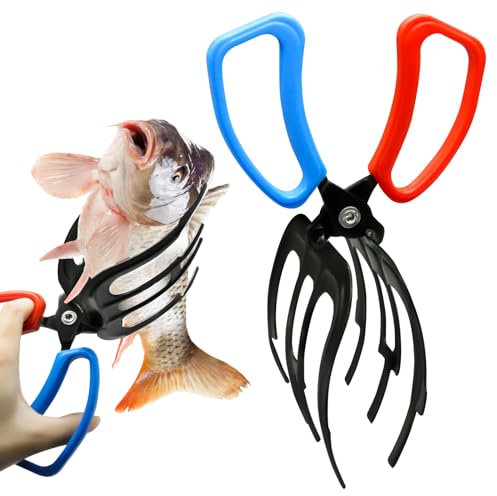 Fish Gripper, Fishing Gripper Fish Grabber Tool Metal Fish Grippers for Fishing, 3 Claw Fish Grips Anti-Slip Fishing Pliers Gripper Control Clamp Claw Fish Pliers Catch Fish Fishing Accessories