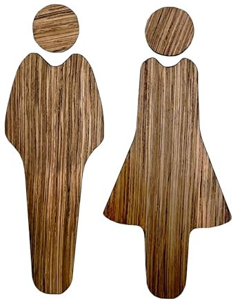 Unisex Toilet Sign Plaque Bathroom Decorations - Self Adhesive Toilet Signs for door Man Women, Poplar Wooden Bathroom Sign, Gender Neutral Toilet Door Sign for Restroom Hotels Pubs Offices and Bars