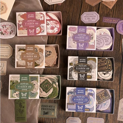 240 PCS Scrapbooking Stickers Paper Pack,Scrapbook Journaling Zubehör Vintage Stickers Zubehör Decorative Papier Retro für Journaling Supplies Album Scrapbook Fotoalbum Tagebuch Fotobuch(Labels)