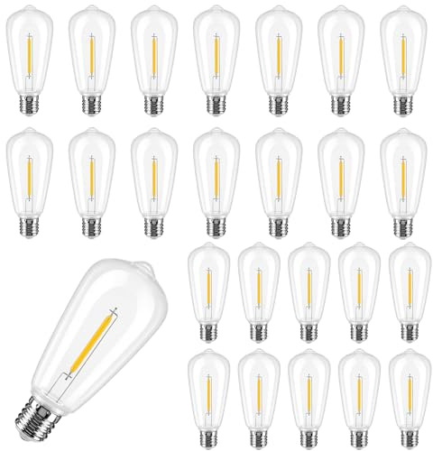 Konictom 25-Pack ST40 E17 LED Bulbs, Shatterproof Plastic Replacement Bulbs for Outdoor String Lights (E17 Base ONLY, Not E12/E26), Vintage Edison Dimmable 0.6W 2700K Warm White Patio Light Bulb
