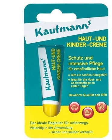 Kaufmanns Haut- und Kindercreme - die optimale Pflegecreme für sensible und empfindliche Haut in der Tube - für jeden Hauttypen geeignet, 10 Mililiter (1er Pack)