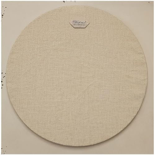 Chez Moi Set due sottopiatti tondi in misto lino lurex beige Carillon, Shabby Chic, Made in Italy D34 cm