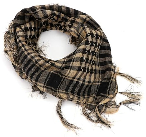 Palästina Tuch Schal mit Quaste, Baumwolle Halstuch Arab Unisex Halstuch Kopftuch, 100x100CM Quadratischer Shawl Wrap Militär Tactical Desert Schal Shemagh Keffiyeh (100cm,1K)