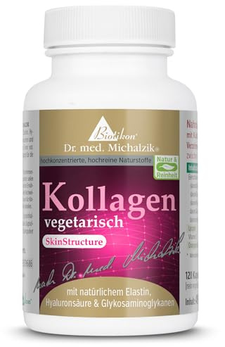 Kollagen vegetarisch SkinStructure nach Dr. Michalzik, 120 Kapseln | Mit Kollagen, Elastin, Hyaluronsäure und Lycopin • eigene deutsche Produktion • ohne Zusätze