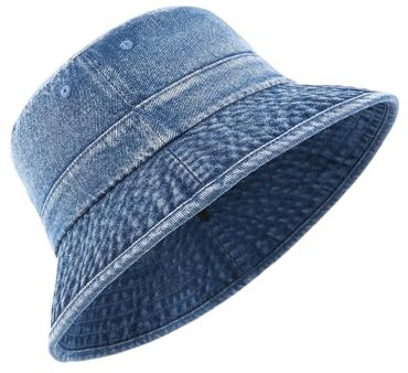 Zylioo Jeans Fischerhut Anglerhut Denim für Großen Kopf,UPF50+ Sonnenschutz Sonnenhut Größe 58-64cm,Vintage Sommerhut
