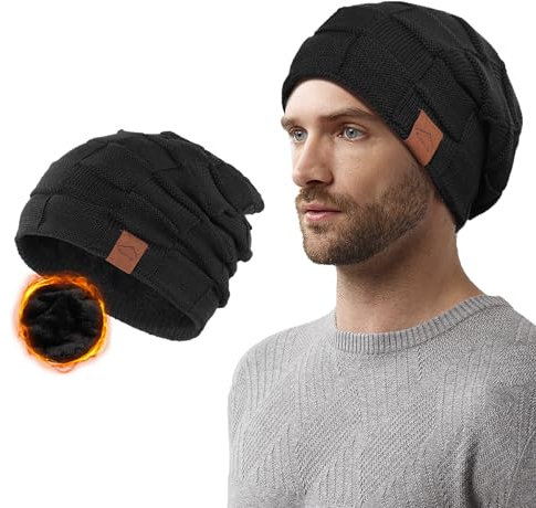 WELROG Winter Strickmütze Damen und Herren - Warme Hut Damen Schwarz Sportmütze Herren