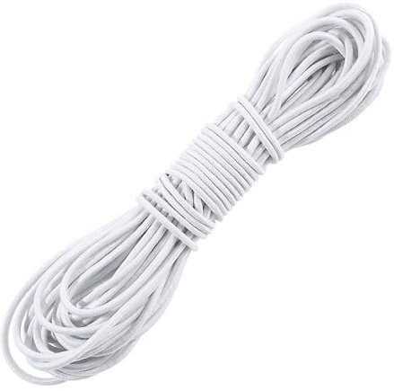 Elastische Kordel weiß, Gummiseil 3mm x 10m Gummikordel weiß Elastische Schnur Gummiband Rund Hochelastisch Gummiseil für Zelte, Backpacking, Drinnen, Reisen, Partys (weiß)