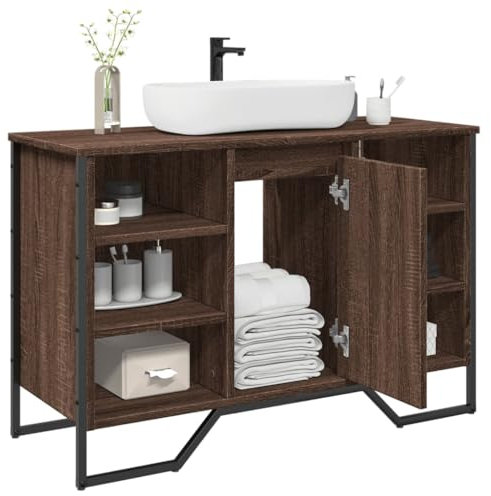 848668 Meuble sous-lavabo Marron Aspect chêne 91 x 35 x 60 cm