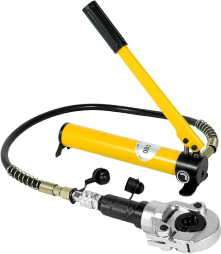 Crimpzange Hydraulische Rohrpresse THV Kontur Crimpzange, Fitting Presszange für Aluminium Rohr PEX Rohr Kupferrohr und Edelstahlmontage 6 Tonnen Kompression 113 cm Schlauch