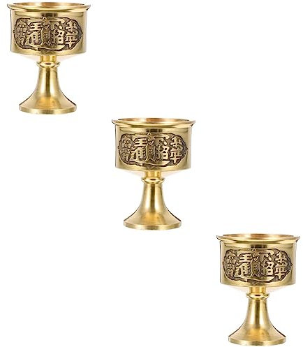Cabilock Cáliz 3 Piezas De Vino De De Cobre Ofreciendo Accesorio Sacrificar Taza De Taza De De Buda De Tazón De Taza De Buda Golden