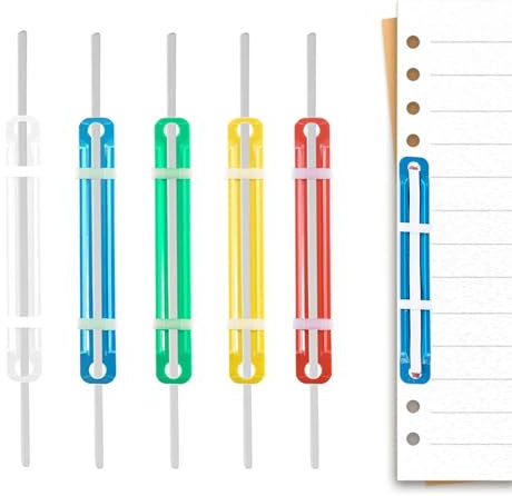 50 Pcs Paper Fasteners, Plastic Paper Clips, Hole Punch Binder Clips, Hole Binder Clip, 2 Hole Binder Clips, for Office School Paper Files, Multicolor