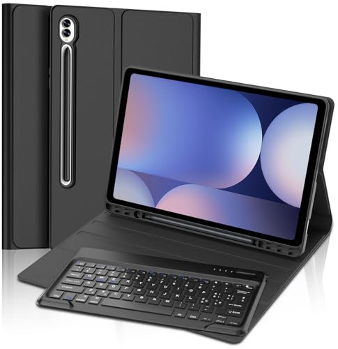 Custodia per Samsung Tab S10 Ultra 14.6 2024 con Tastiera, Tastiera magnetica Bluetooth staccabile e 360° Custodia Protettiva dal Design Sottile, Con Slot per Matite, Italiana QWERTY Layout, Nero
