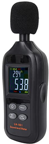 Fonometro Digitale, UA961 Misuratore di Livello Sonoro Portatile Portatile Nero, Nuovo e di Alta qualità, per Fabbrica, Scuola, Edilizia, ecc. Dispone di Microfono a