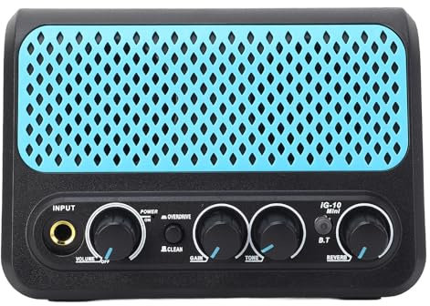Mini ampli Guitare, ampli Guitare Acoustique électrique Portable 10W avec réverbération, Prise Casque 3.5m AUX Jack, ampli Guitare sans Fil Bluetooth Rechargeable pour la