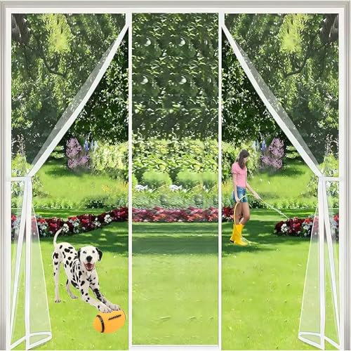 Rideau Porte,Anti Insecte Mouche Moustique Moustiquaire de Porte Rideau Anti Mouche pour Porte d Entrée Intérieur Patio,110x185cm Blanc