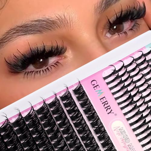 GEMERRY Extension Cils Faux Cils 80D Spikes Extension de Cils Cluster Cils Volume Russe Bouquet Cils individuel Cils Manga D Curl 12-21mm DIY Faux Cils(Manga-80D)
